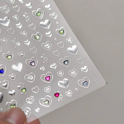 Cat's Eye 5D Gradient European Love Heart Gem Wing Crystal Geometric Colorful Self Adhesive Nail Art Stickers Manicure Decals