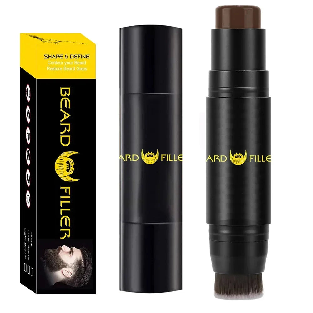 Men Beard Filling Stamp Beard Pencil Filler Waterproof Moustache Pen Beard Brush Enhancer Moustache Coloring Shaping Sweatproof