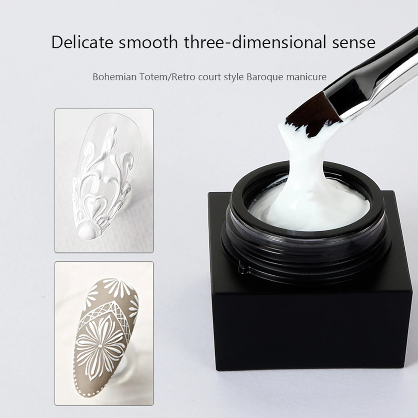 5ml Painted Embossed Gel Nail Polish 3D Black White Nail Art Plaster Gypsum Drawing Painting Carving Gel Salon DIY Manicure Tool