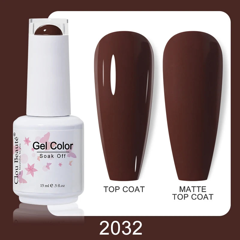 Clou Beaute Nail Gel Polish Kit 15ml Soak Off UVLED Nails Varnish Semi Permanent Nail Art Gels Lacquer Top Base Coat Gel Lacquer