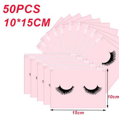 Eyelash Aftercare Bags Reusable Makeup Tools Travel Plastic Storage Lash Extension Pouch Cosmetic with Zipper Supplies