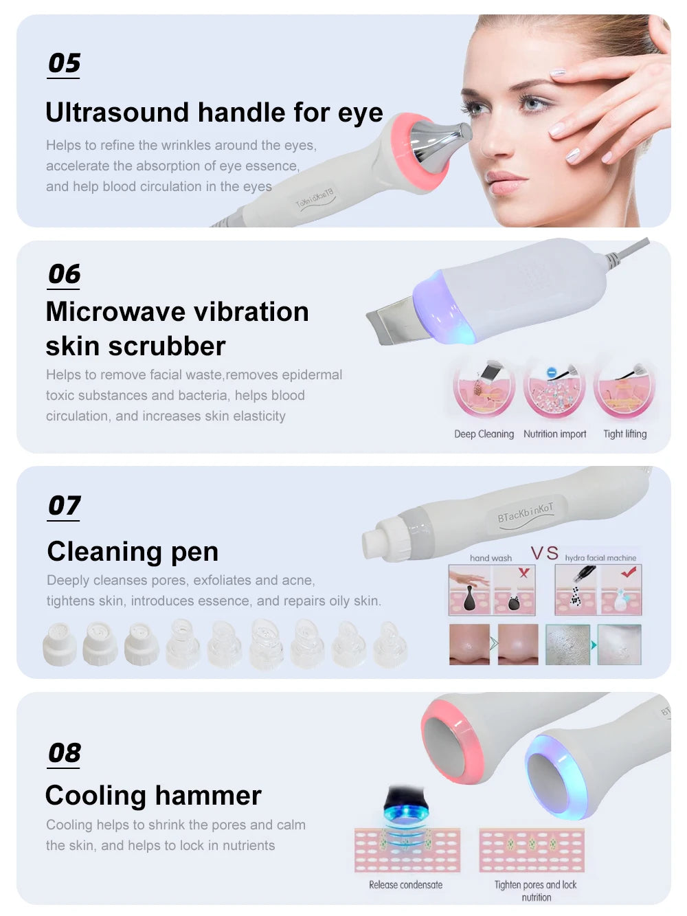 AOKO New 12 IN1 Hydro Dermabrasion Aqua Peeling Ultrasound Facial Care Oxygen Injection Skin Rejuvenation Whiting Beauty Machine