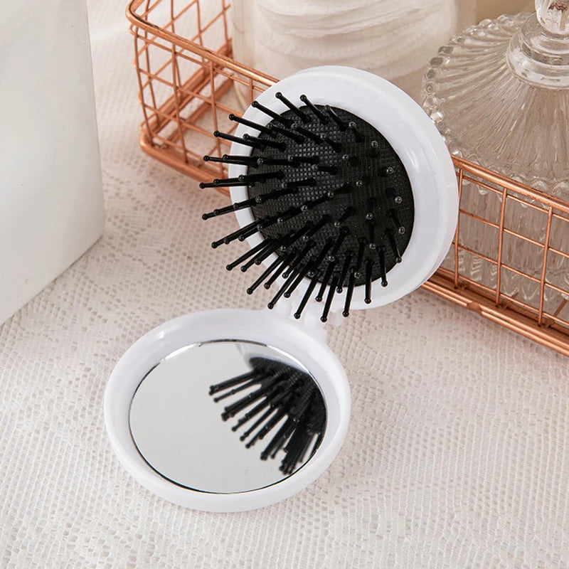 Traveling Small Size Hair Comb With Folding Mirror Portable Massage Folding Comb Women Girl Hair Brush With Mirror Styling Tools
