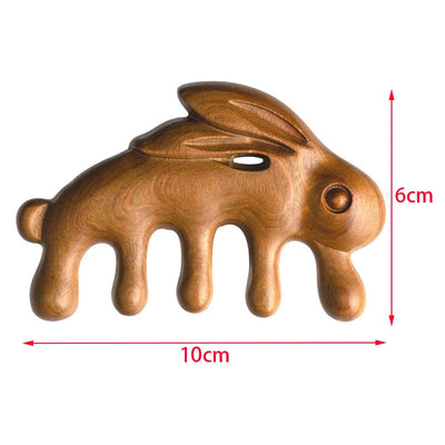 Sandalwood Head Meridian Massage Comb with Five Teeth Antistatic Massager Acupuncture Therapy Blood Circulation Wooden Combs