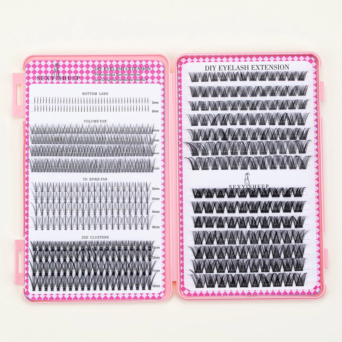 Eyelash Extension Kit DIY Eyelash Clusters Large Capacity Mix Styles Individual Lashes Kit with Lash Tweezers for Self Use