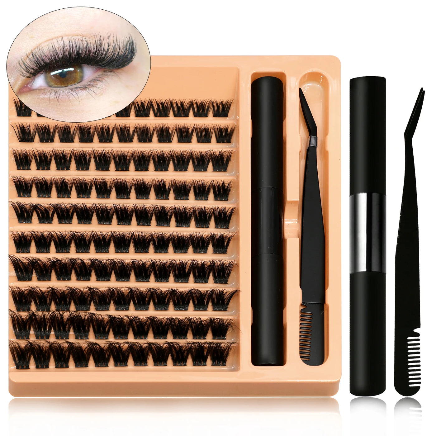 Lash Clusters Set DIY Eyelash Extension Kit Individual False Eyelashes Lash Clusters Bond and Seal and Lash Applicato Makeup
