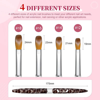 3/4/5 PCS Kolinsky Nail Art Brush Acrylic Powder Application Nail Mink Brush Gel Builder Nail Tools Manicure Extension Carving