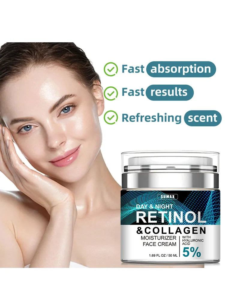 Sumax Retinol Collagen Face Cream 50ml Moisturizer with Hyaluronic Acid 5% Moisturizing Firming Brightening skincare