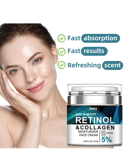 Sumax Retinol Collagen Face Cream 50ml Moisturizer with Hyaluronic Acid 5% Moisturizing Firming Brightening skincare