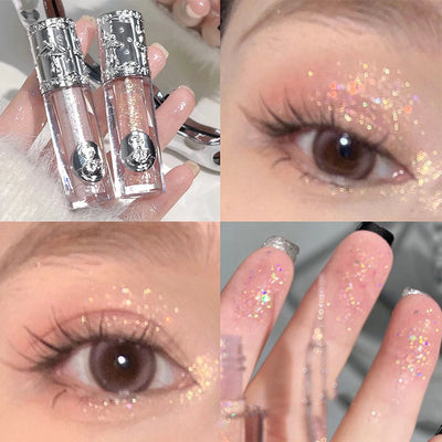 Silicone Brush Liquid Eyeshadow Pearlescent Shimmer Long Lasting Monochrome Pearly Fine Sparkling Sequins Eye Shadow Highlighter
