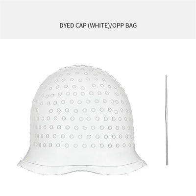 DIY Salon Dye Silicone Cap With Needle Hair Coloring Cap Hair Highlights Hat Reusable Soft Durable Hair Dye Tool Dye