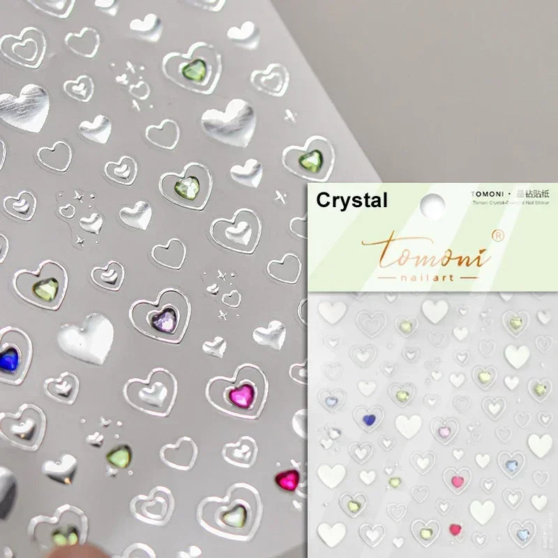 Cat's Eye 5D Gradient European Love Heart Gem Wing Crystal Geometric Colorful Self Adhesive Nail Art Stickers Manicure Decals