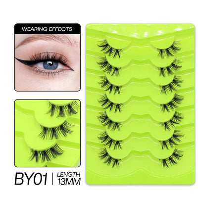 GROINNEYA Cat Eye Lashes Natural long Manga Lashes Faux Mink Eyelashes Winged End Eye Elongated Eyelashes Fake Lashes Soft
