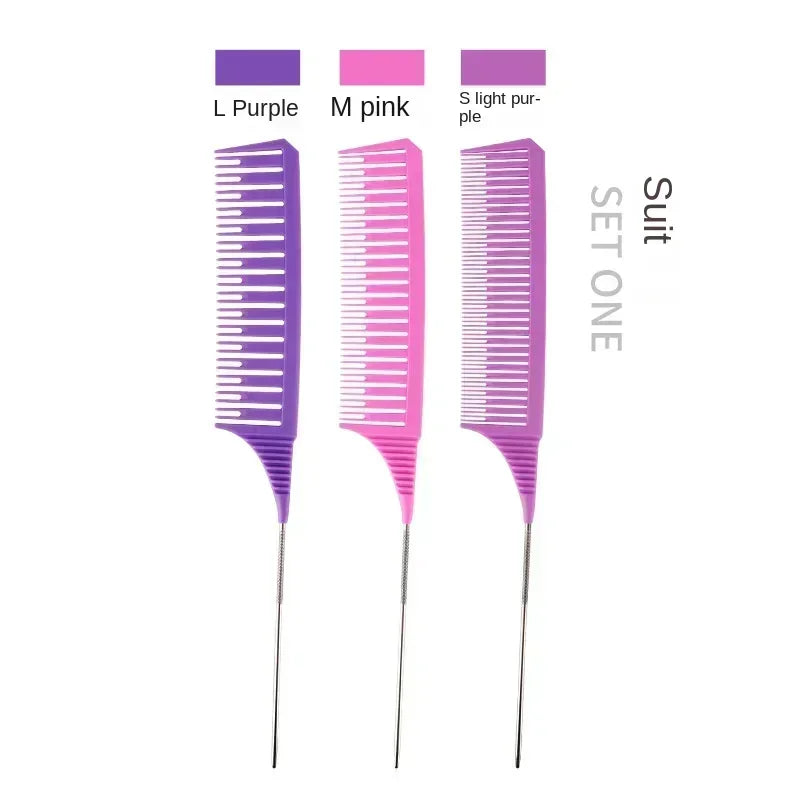 3pcs Hairbrush Hair Styling Combs Tailed Comb Set Coloring Dyeing Comb Salon Tool Sectioning Highlighting Weaving Cutting Comb