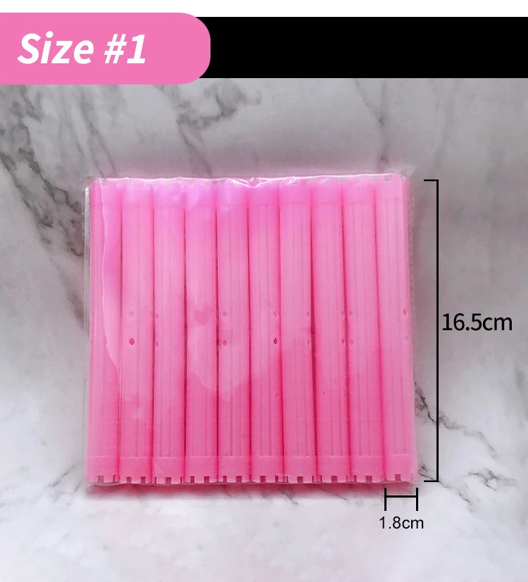 30pcs/set 16.5cm Length Hollow Cold Perm Rods with Rubberbands Extra Long Curler Bars Heatless Rollers Hairdresser Tools 1903