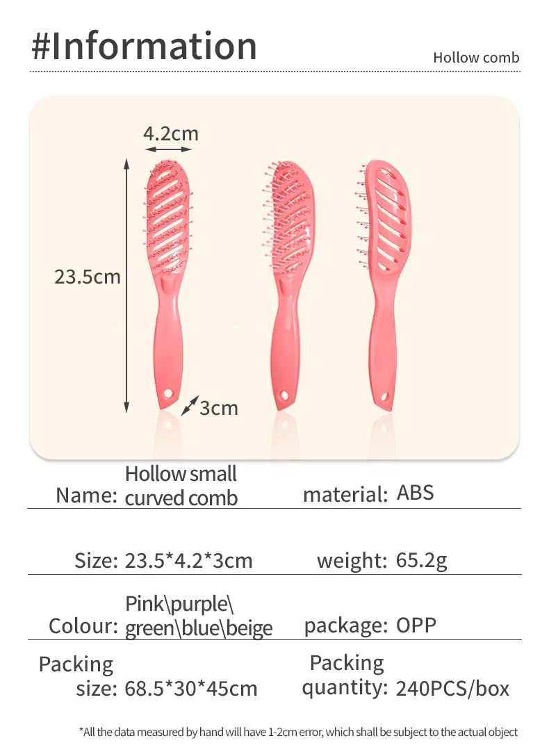 1PCS Small Detangling Wide Teeth Comb Hollow Out Comb for Hair Scalp Massage Anti-static Hairbrush Wet Brush for Salon Hairdress