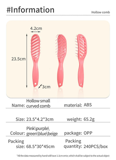 1PCS Small Detangling Wide Teeth Comb Hollow Out Comb for Hair Scalp Massage Anti-static Hairbrush Wet Brush for Salon Hairdress