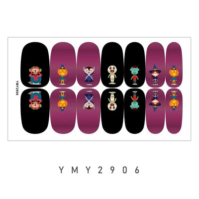 Baking Free Arrival Halloween Nail Stickers Full Sticker Fashion Nail Art Jewelry Wholesale Applique Nail Sticker 14 Tips