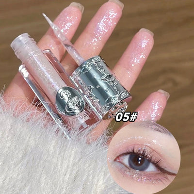 Silicone Brush Liquid Eyeshadow Pearlescent Shimmer Long Lasting Monochrome Pearly Fine Sparkling Sequins Eye Shadow Highlighter