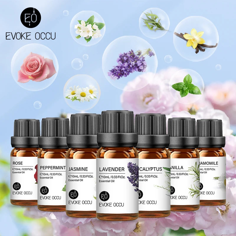 EVOKE OCCU 10mL Essential Oil, Lavender Jasmine Rose Vanilla Pure Natural Oil for Diffuser Humidifier Massage Candle Soap Making