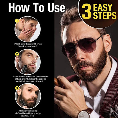 Men Beard Filling Stamp Beard Pencil Filler Waterproof Moustache Pen Beard Brush Enhancer Moustache Coloring Shaping Sweatproof