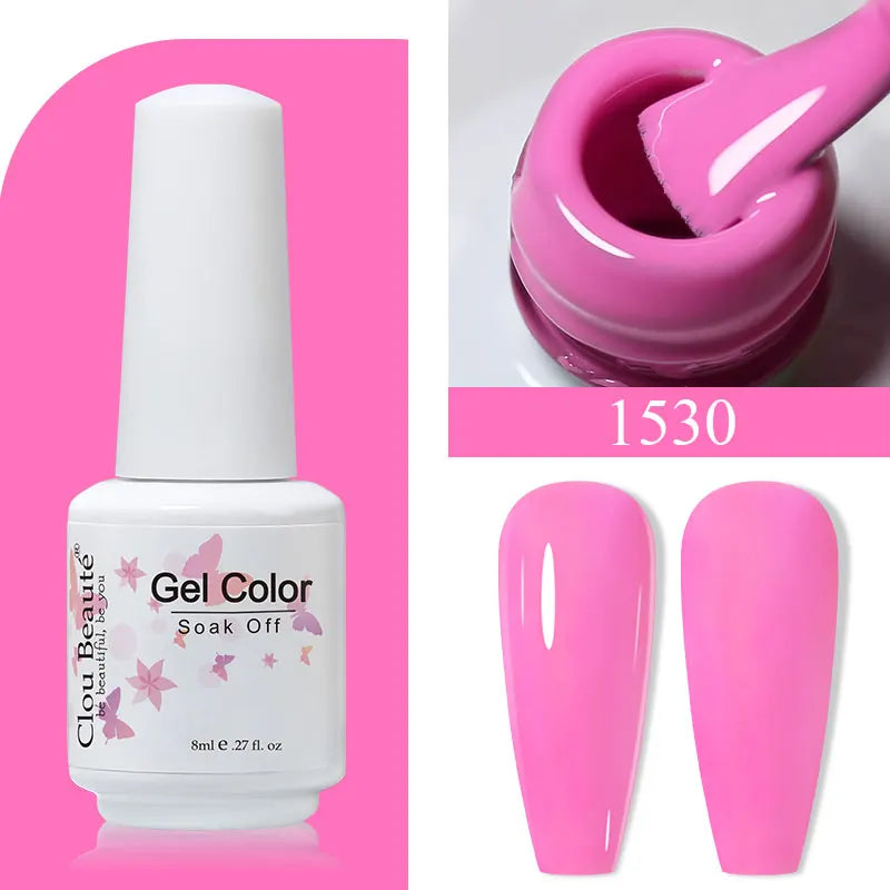 Clou Beaute 8ml Gel Polish Colorful Glitter UV Nail Gel Vernis Semi Permanent Glass Bottle Blue Green White Soak Off Gel Nail