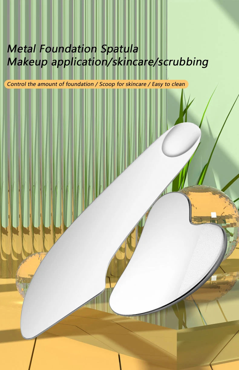 Stainless Steel Cosmetic Scraper Spatula Facial Scraping Massage Foundation Cream Scooping Mixing Stick Professional Makeup Tool