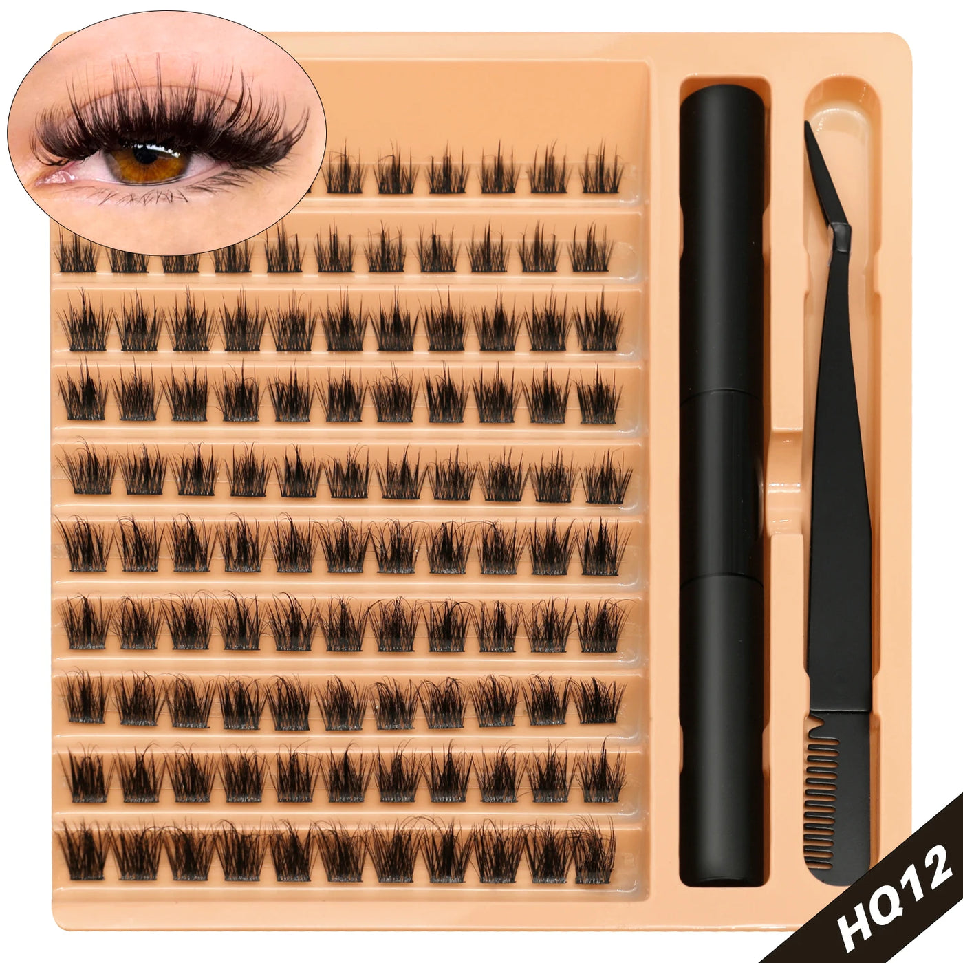 Lash Clusters Set DIY Eyelash Extension Kit Individual False Eyelashes Lash Clusters Bond and Seal and Lash Applicato Makeup