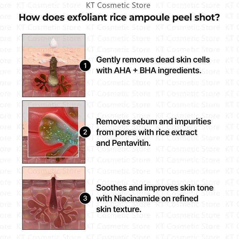 Black White Rice Peel Shot Glow Rice Ampoule Duo Exfoliate Dead Skin Closed Pimples Moisturize Brighten Smooth Pores Care Korea