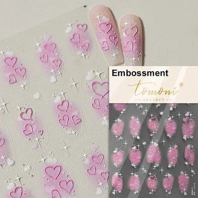 Cat's Eye 5D Gradient European Love Heart Gem Wing Crystal Geometric Colorful Self Adhesive Nail Art Stickers Manicure Decals