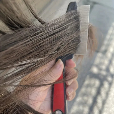 Stainless Steel Fine Tooth Comb Tweezers Comb Head LiceComb Dandruff Comb Professional Head Lice Nit Removal Hair Styling Tools