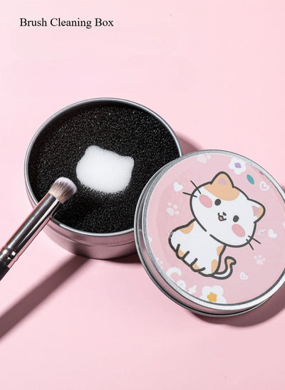 1 Piece Makeup Brush Cleaner Sponges Cosmetic Brush Drying Wash Eyeshadow Color Removal Portable Cleaning Case