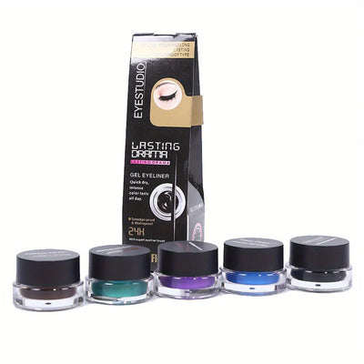 Rich Color Rendering Eyeliner Cream,Smudge Proof Waterproof Easy Coloring Makeup Cosmetic,( Brown, Blue Purple, Green And Black)