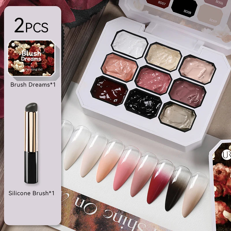 UR SUGAR 9 Colors 4 In 1 Pat Painting Gel Y2K Gradient Blush Color Semi Permanent Soak Off UV&LED Gel Nail Art Creation Salon DI