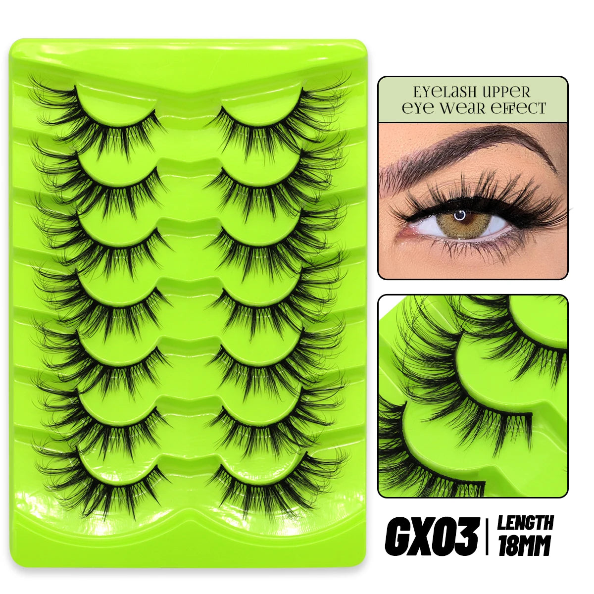 GROINNEYA Cat Eye Lashes Natural long Manga Lashes Faux Mink Eyelashes Winged End Eye Elongated Eyelashes Fake Lashes Soft
