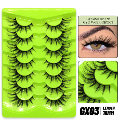 GROINNEYA Cat Eye Lashes Natural long Manga Lashes Faux Mink Eyelashes Winged End Eye Elongated Eyelashes Fake Lashes Soft