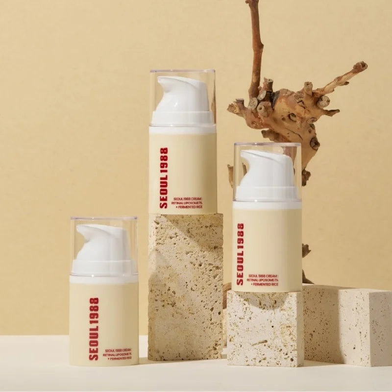 Seoul 1988 Anti-Aging Trio: 4% Retinal Eye Cream + 2% Retinal Serum w/ Black Ginseng for Wrinkles & Brightening,Korean Skincare