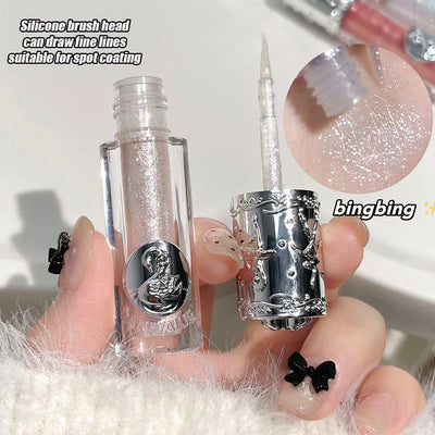 Silicone Brush Liquid Eyeshadow Pearlescent Shimmer Long Lasting Monochrome Pearly Fine Sparkling Sequins Eye Shadow Highlighter