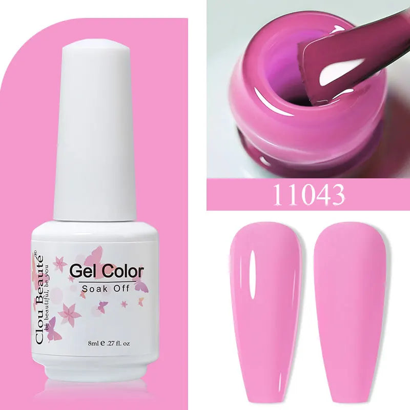 Clou Beaute 8ml Gel Polish Colorful Glitter UV Nail Gel Vernis Semi Permanent Glass Bottle Blue Green White Soak Off Gel Nail