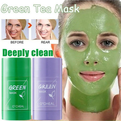 Green Tea Stick Facial Mask Deep Cleaning Mud Cream Replenish Water Moisturize Control Oil Shrink Pores Remove Blackheads