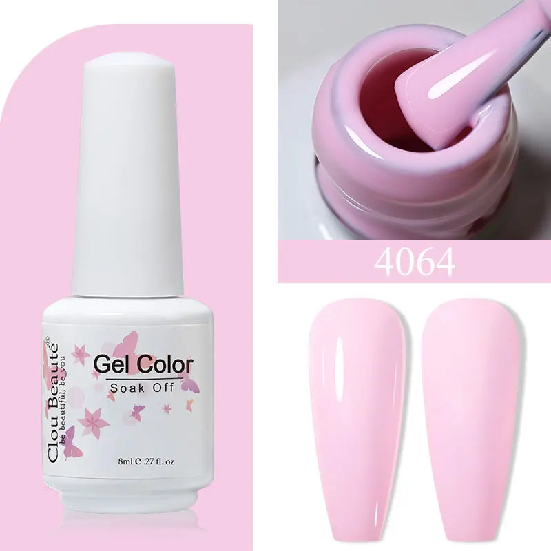 Clou Beaute 8ml Gel Polish Colorful Glitter UV Nail Gel Vernis Semi Permanent Glass Bottle Blue Green White Soak Off Gel Nail