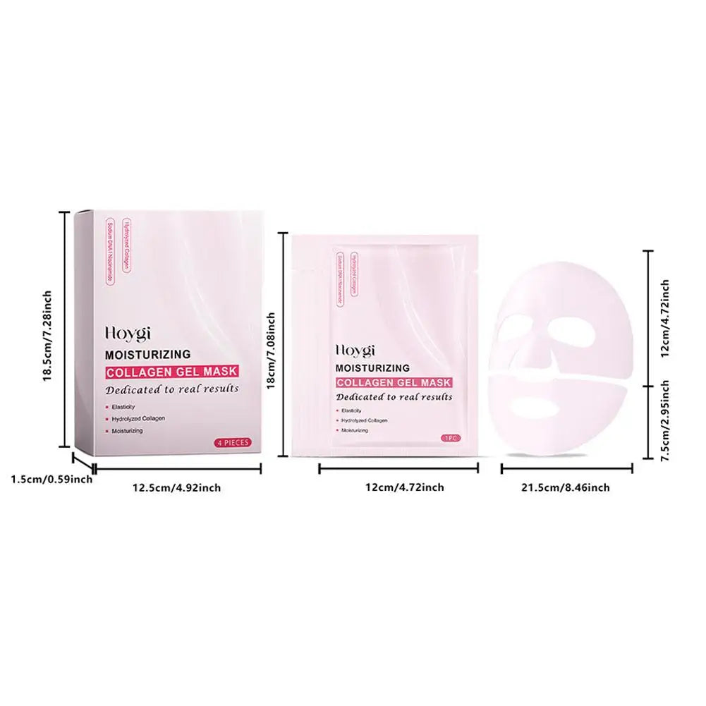 4PCS Pink Bio Collagen Gel Salmon Pdrn Face Mask Deep Hydrating Overnight Moisturizing Hydrogel Jelly Face Sheeets Balance Skin