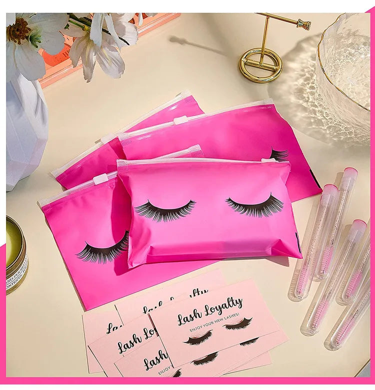 Eyelash Aftercare Bags Reusable Makeup Tools Travel Plastic Storage Lash Extension Pouch Cosmetic with Zipper Supplies