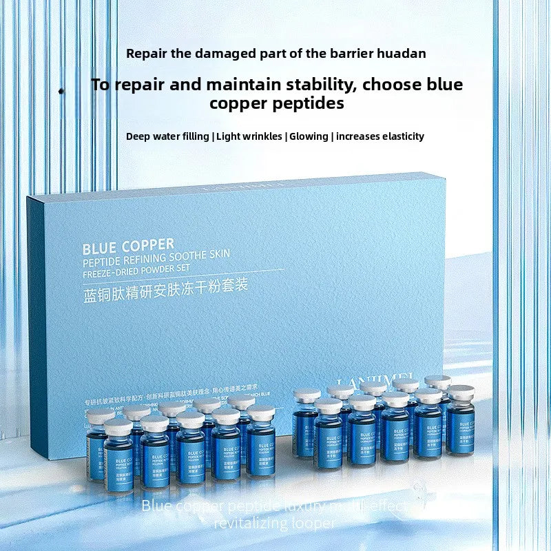 Blue Copper Peptide Freeze-Dried Powder Set Oligopeptide Anti Wrinkle Essence Shrink Pores Acne Treatment Skincare Serum 20pcs