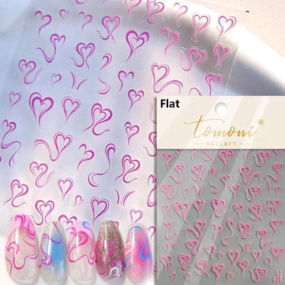 Cat's Eye 5D Gradient European Love Heart Gem Wing Crystal Geometric Colorful Self Adhesive Nail Art Stickers Manicure Decals