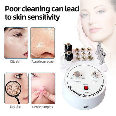 AOKO 3 in 1 Diamond Microdermabrasion Beauty Machine Vacuum Suction Tool Water Spray Facial Moisten Face Exfoliate Skin Peeling