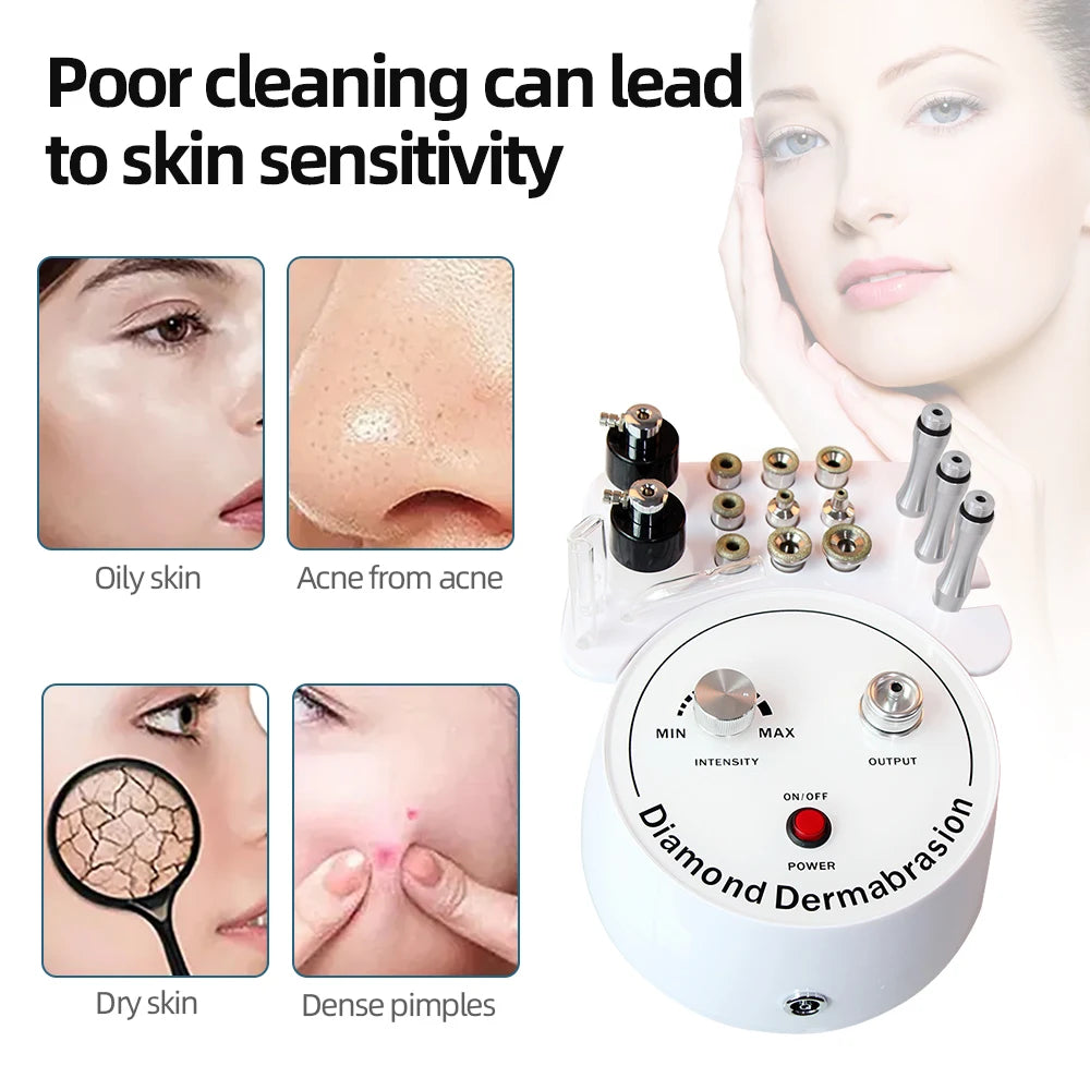 AOKO 3 in 1 Diamond Microdermabrasion Beauty Machine Vacuum Suction Tool Water Spray Facial Moisten Face Exfoliate Skin Peeling