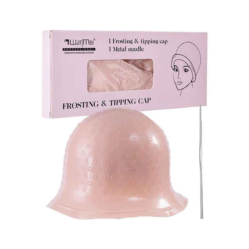Hair Coloring Highlighting Cap Reusable Silicone Highlight Cap Pull Through Caps For Hair Dying Frosting Cap With Hook