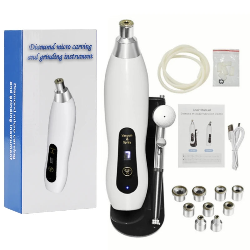 Protable Diamond Microdermabrasion Machine Handheld Blackhead Removal Facial Skin Care Beauty Device for Acne Scars