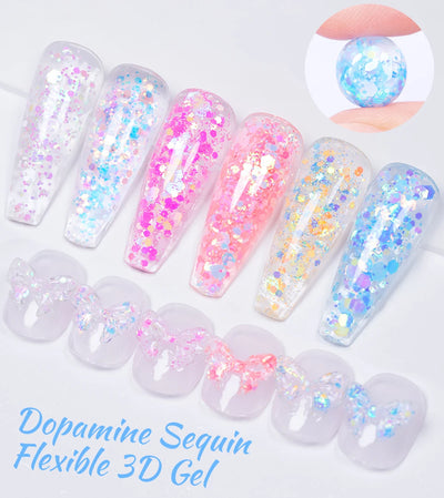 30g Dopamine Sequin Flexible 3D Gel Non Stick Hand Solid Extension Nail Gel Nude Pink White Extension Gel Rhinestone Glue Gel